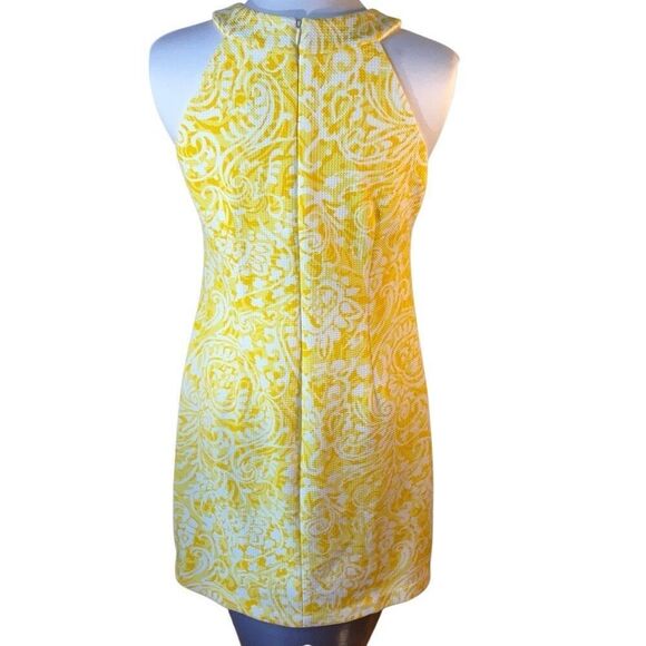 Vince Camuto Keyhole Halter Neckline Yellow Shiftdress, 10. Summer Yellow Paisle - Picture 3 of 12